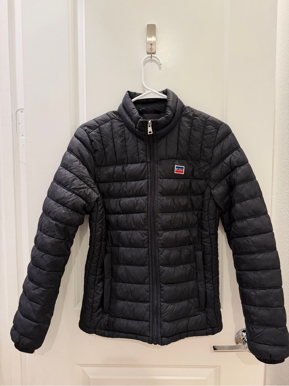 Levi’s Black Quilted Puffer Jacket Full Zip Stand Collar